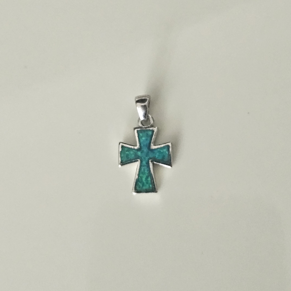 Sterling Silver Opal cross pendant